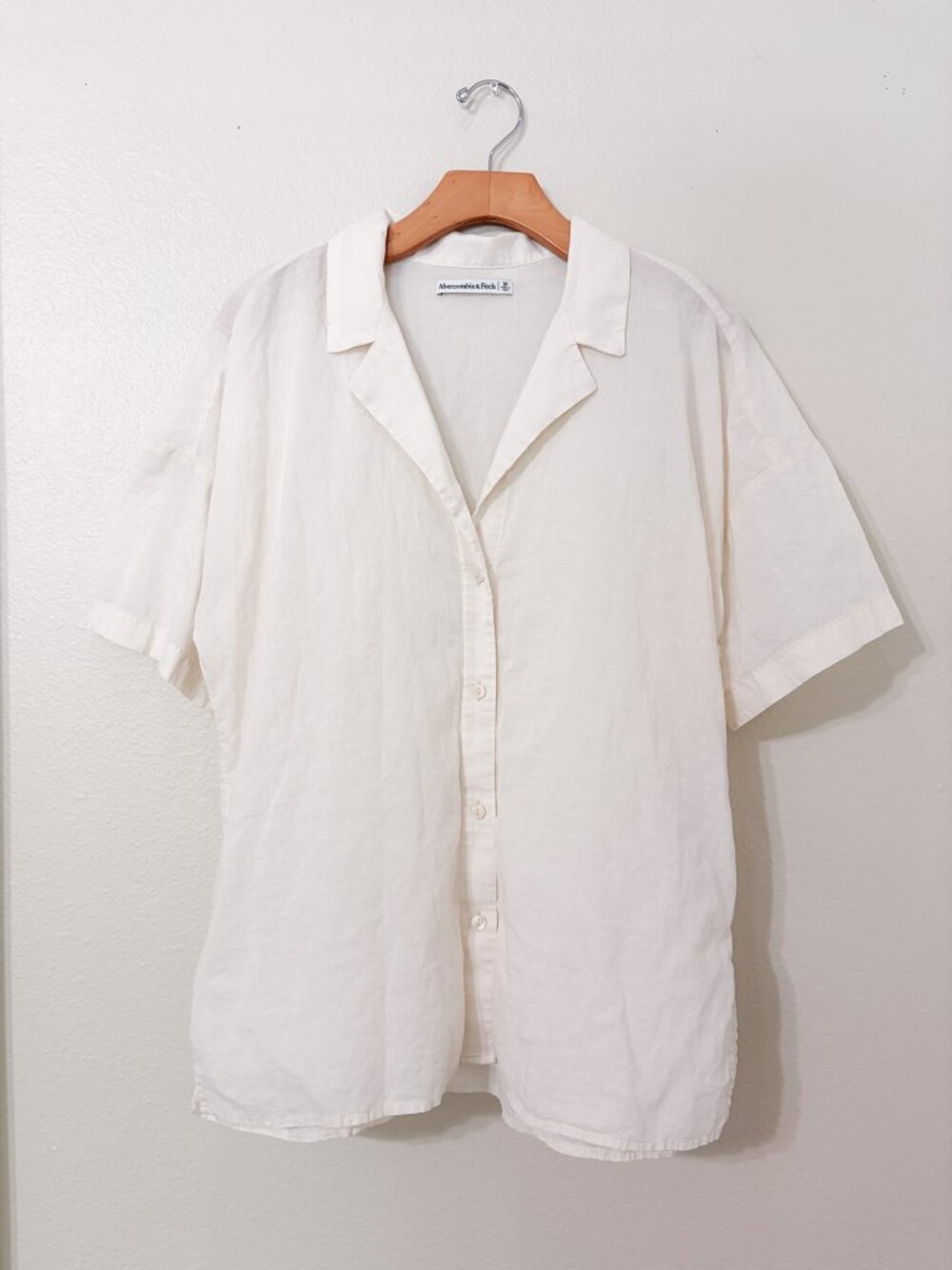 Abercrombie & Fitch Women's Cream Collared Shirt